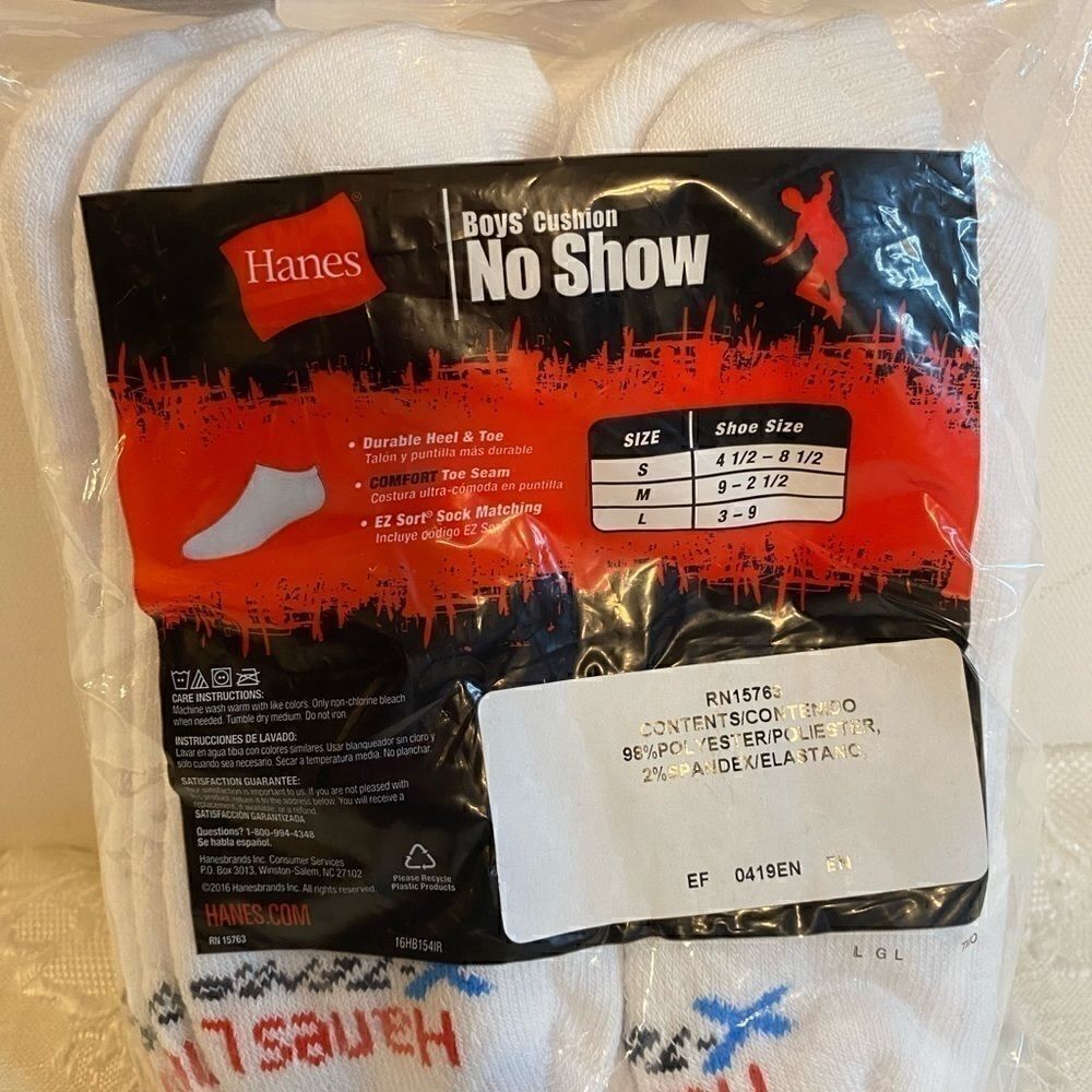 💥Boys Hanes  2 6 Pk Cushion No Show Socks 3-9 - Picture 3 of 6